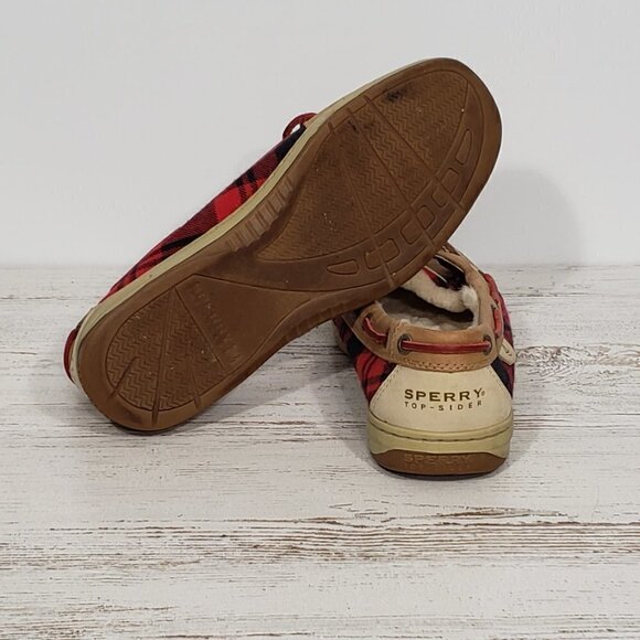 Sperry  Top-Sider  Red Plaid & Leather Loafers  Women's Size 9M - Picture 6 of 6